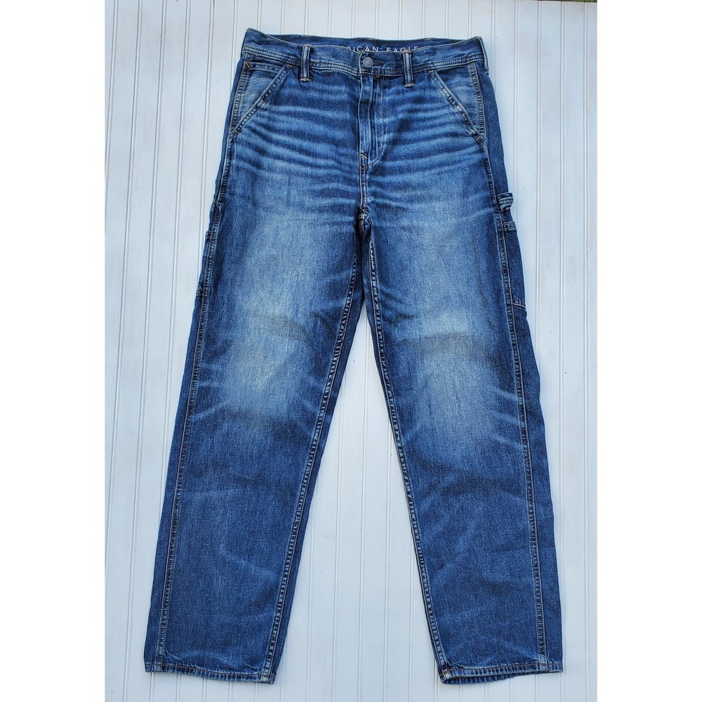 American Eagle‎ Carpenter Jeans Mens 30x34 (fit 32) Medium Wash Utility Workwear